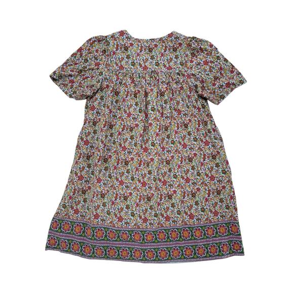 GO SOFTLY PATIO Multicolor Floral House Dress Size Large Paisley Pink Blue Green - Picture 5 of 9